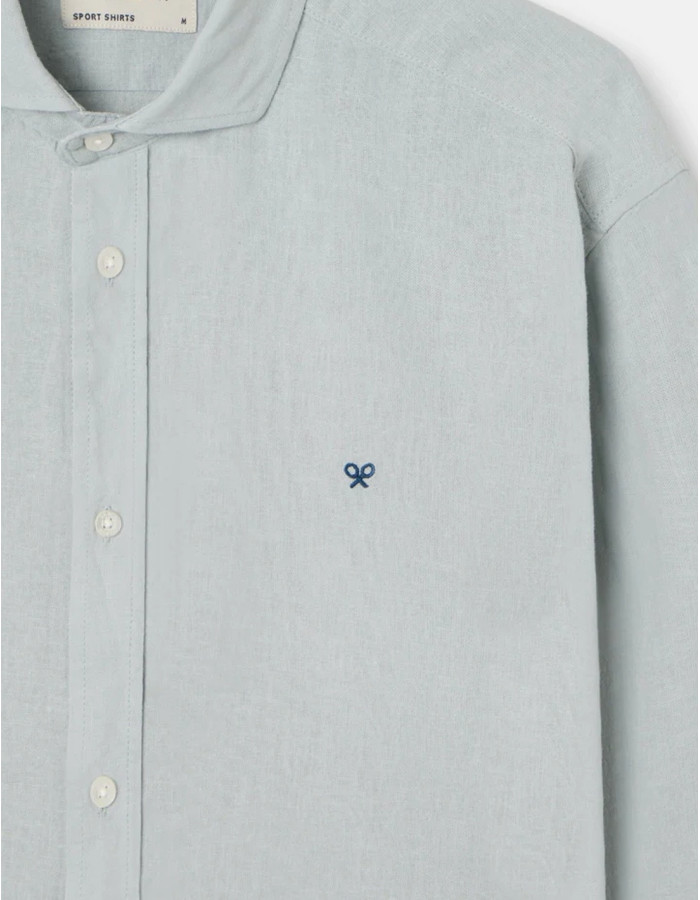 Camisa Silbon Sport Lino Verde Claro Gris Hombre | Manzanos Moda