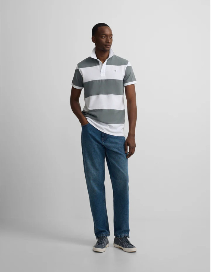 Polo Silbon Rayas Anchas Azul Petróleo Hombre | Manzanos Moda