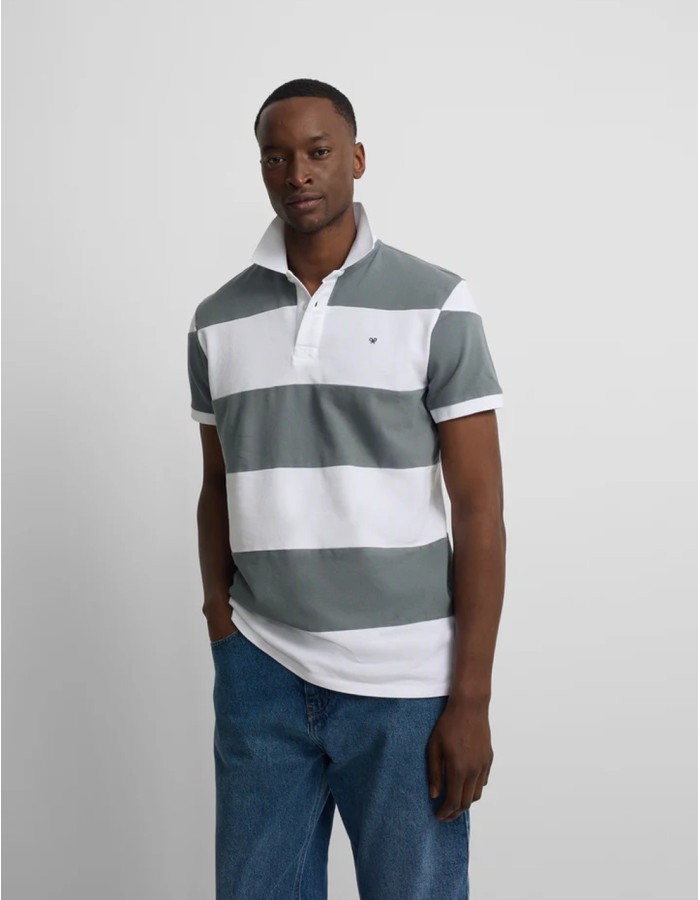 Polo Silbon Rayas Anchas Azul Petróleo Hombre | Manzanos Moda