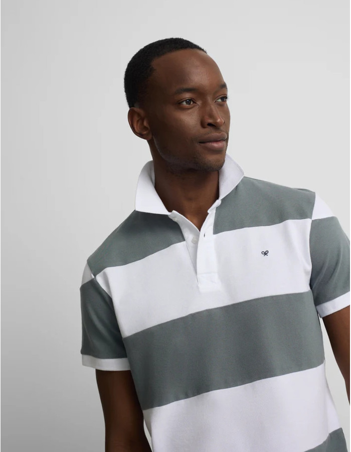 Polo Silbon Rayas Anchas Azul Petróleo Hombre | Manzanos Moda