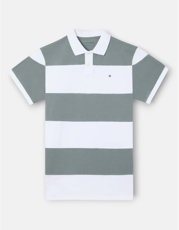 Polo Silbon Rayas Anchas Azul Petróleo Hombre | Manzanos Moda
