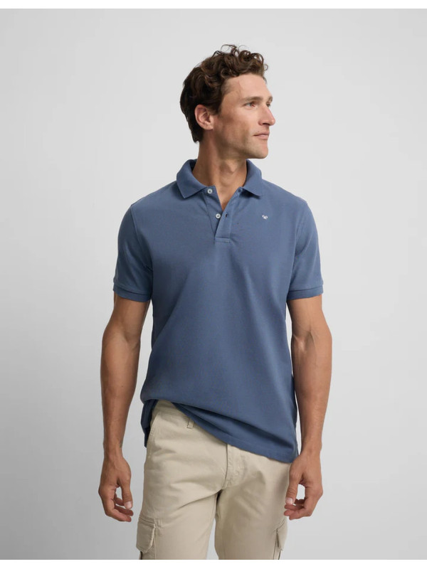 Polo Silbon Clásico Liso Azul Índigo Hombre | Manzanos Moda