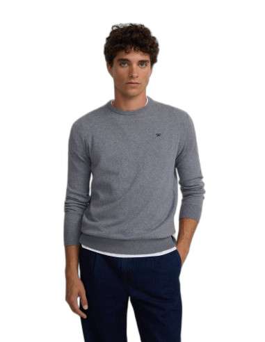 Jersey Hombre Silbon Gris Cuello Redondo | Manzanos Moda