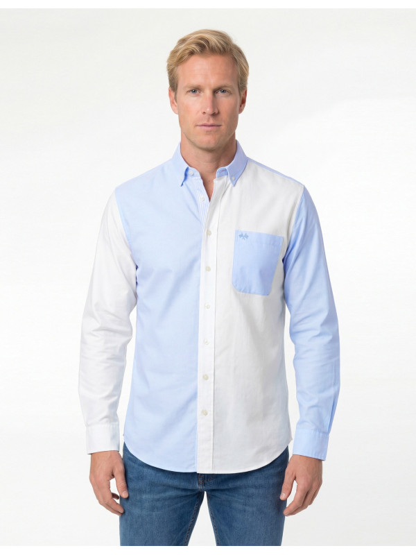 CAMISA SPAGNOLO LISTAS COMBI AZUL BLANCO