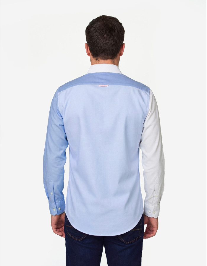 CAMISA SPAGNOLO LISO COMBINADO ROSA CELESTE