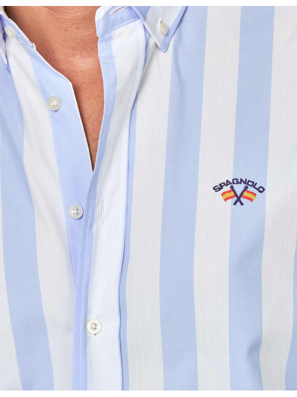 CAMISA SPAGNOLO POPELIN LISTAS AZUL BLANCO 2