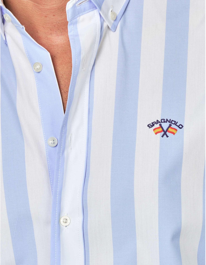 CAMISA SPAGNOLO POPELIN LISTAS AZUL BLANCO