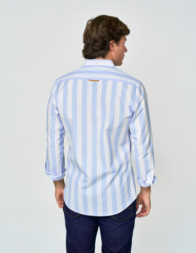 CAMISA SPAGNOLO POPELIN LISTAS AZUL BLANCO