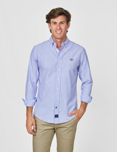 CAMISA SPAGNOLO OXFORD LISTAS CELESTE