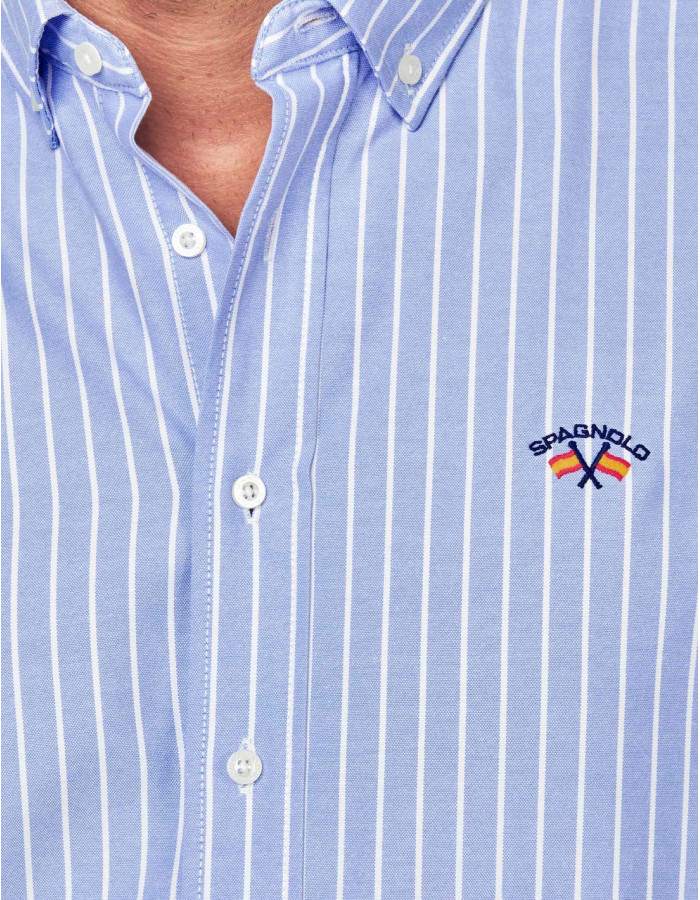 CAMISA SPAGNOLO OXFORD LISTAS CELESTE