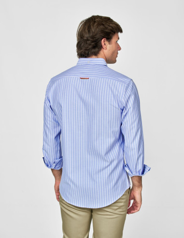 CAMISA SPAGNOLO OXFORD LISTAS CELESTE