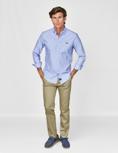 CAMISA SPAGNOLO OXFORD LISTAS CELESTE