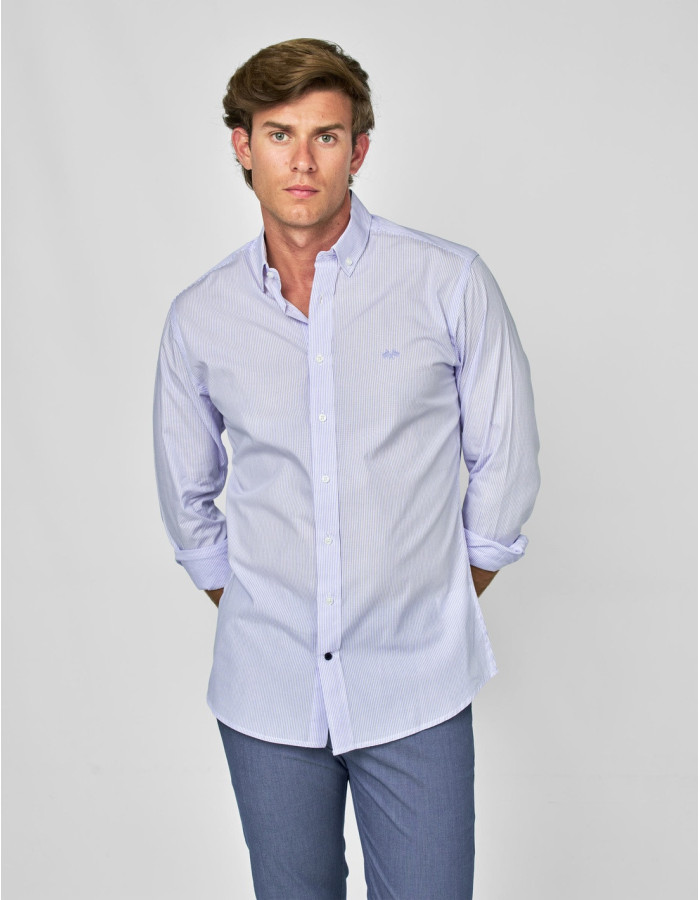 CAMISA SPAGNOLO RAYAS PLATINUM CELESTE