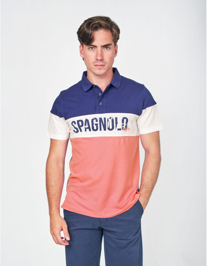 POLO SPAGNOLO BANDA PECHO AZUL MARINO