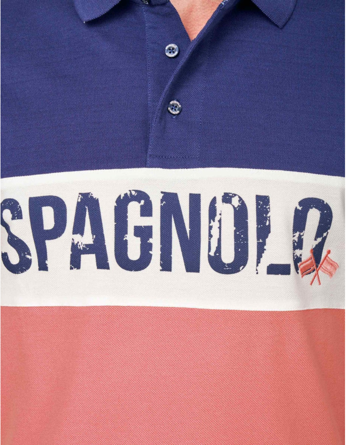 POLO SPAGNOLO BANDA PECHO AZUL MARINO