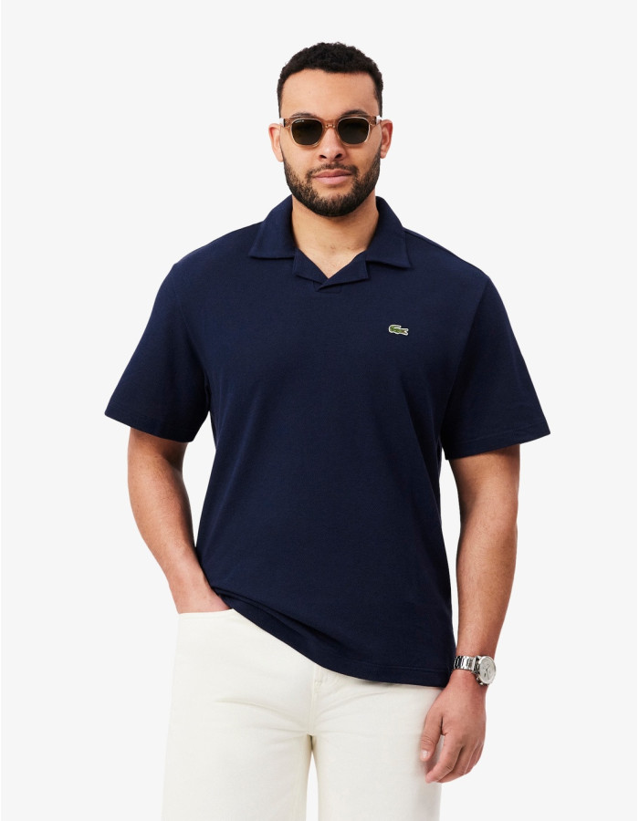POLO LACOSTE HOMME MAILLE BLEU MARINE