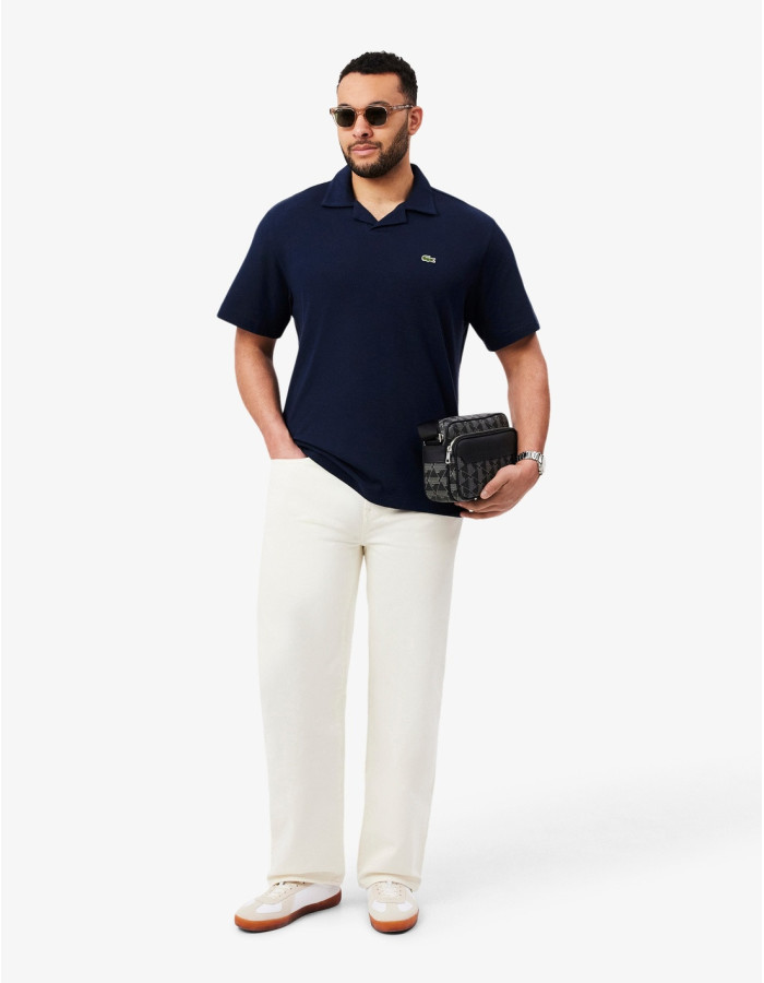 POLO LACOSTE HOMME MAILLE BLEU MARINE