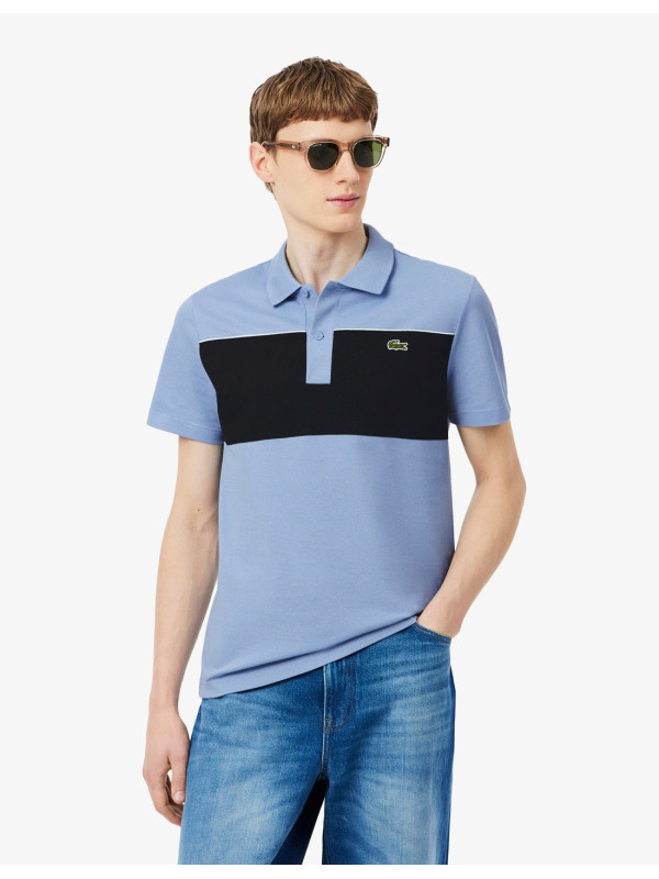 Polo Lacoste Franjas Combinado Azul Claro | Manzanos Moda