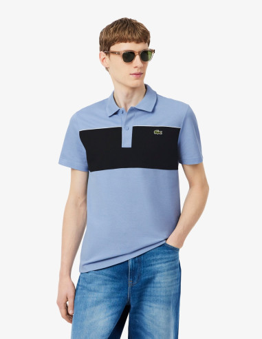 Polo Lacoste Franjas Combinado Azul Claro | Manzanos Moda