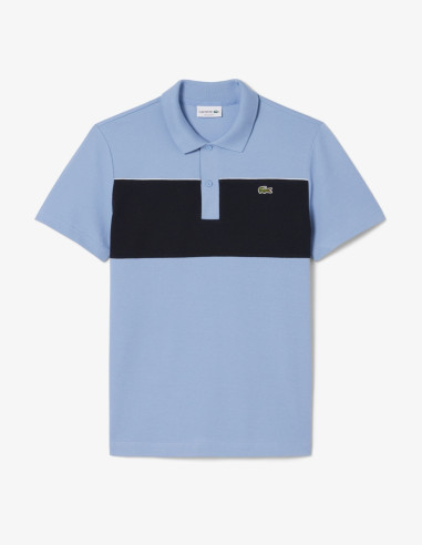 Polo Lacoste Franjas Combinado Azul Claro | Manzanos Moda