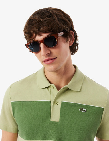 Polo Lacoste Franjas Combinado Verde Hombre | Manzanos Moda