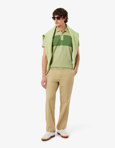 Polo Lacoste Franjas Combinado Verde Hombre | Manzanos Moda