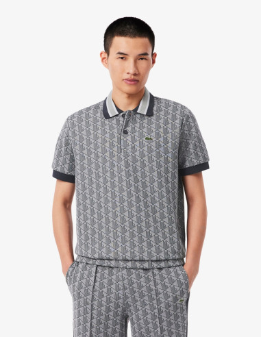 Polo Lacoste Estampado Gris Claro Hombre | Manzanos Moda
