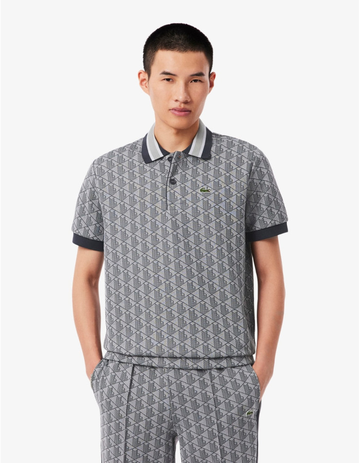 Polo Lacoste Estampado Gris Claro Hombre | Manzanos Moda