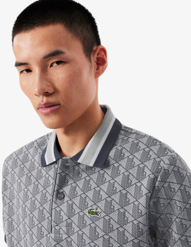 Polo Lacoste Estampado Gris Claro Hombre | Manzanos Moda