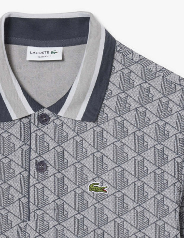 Polo Lacoste Estampado Gris Claro Hombre | Manzanos Moda