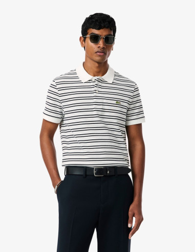 Polo Lacoste Franjas Merle Farine Hombre | Manzanos Moda