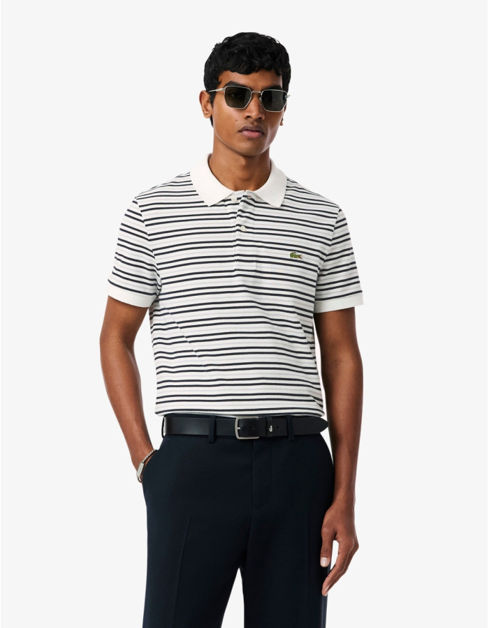 Polo Lacoste Franjas Merle Farine Hombre | Manzanos Moda