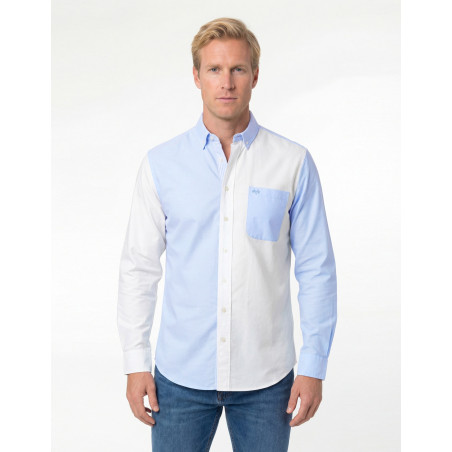 CAMISA SPAGNOLO LISTAS COMBI AZUL BLANCO