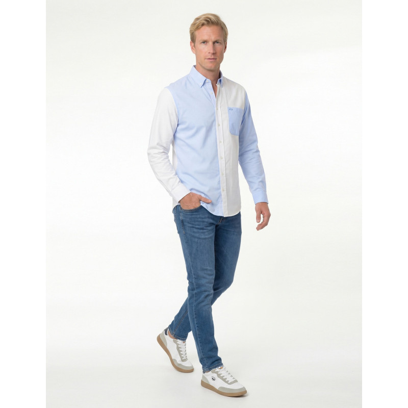 CAMISA SPAGNOLO LISTAS COMBINADAS AZUL BLANCO