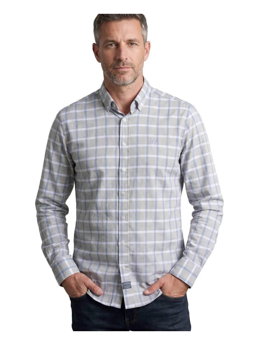 Camisa Spagnolo de Hombre en Viyela de Cuadros Gris