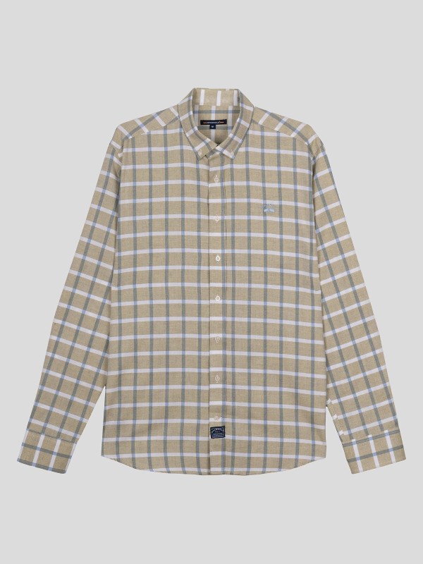 Camisa Spagnolo Hombre Viyela Cuadros Beig