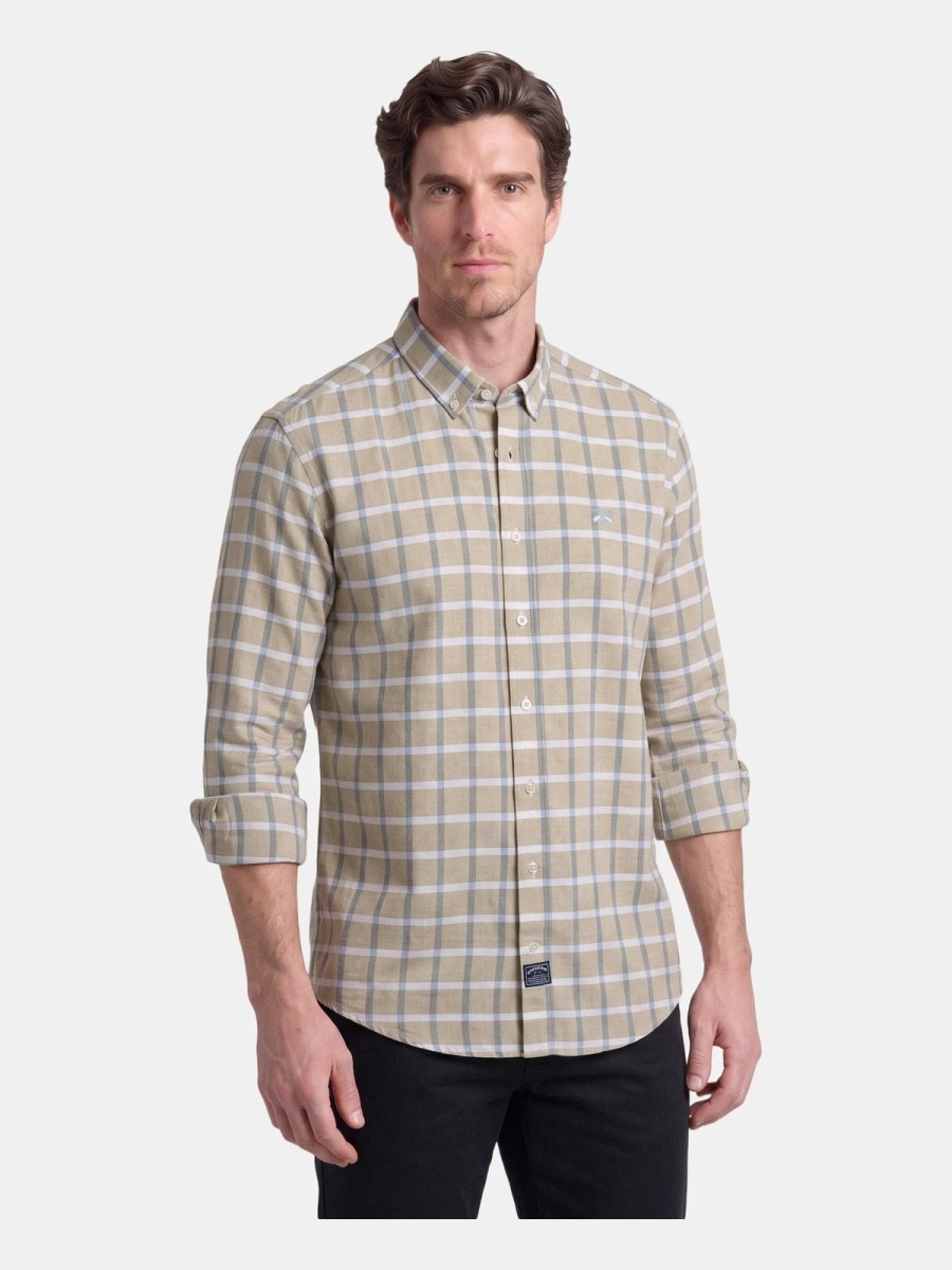 Camisa Spagnolo Hombre Viyela Cuadros Beig