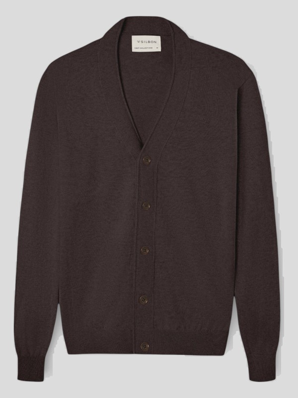 Cárdigan Silbon Marrón de Algodón BCI y Cashmere