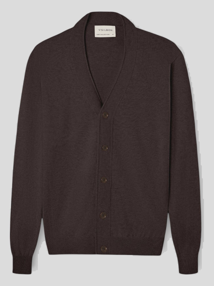 Cárdigan Silbon Marrón de Algodón BCI y Cashmere