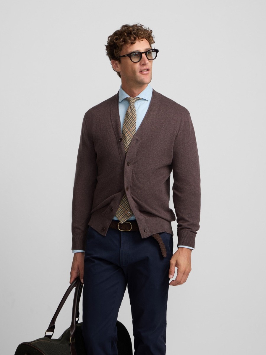 Cárdigan Silbon Marrón de Algodón BCI y Cashmere