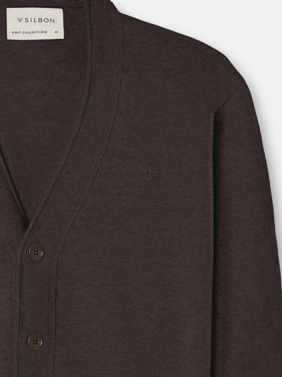 Cárdigan Silbon Marrón de Algodón BCI y Cashmere