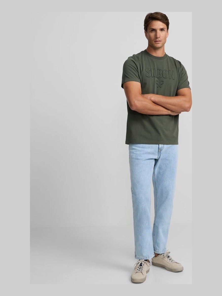 Camiseta SILBON Hombre Kaki con Logo Relieve
