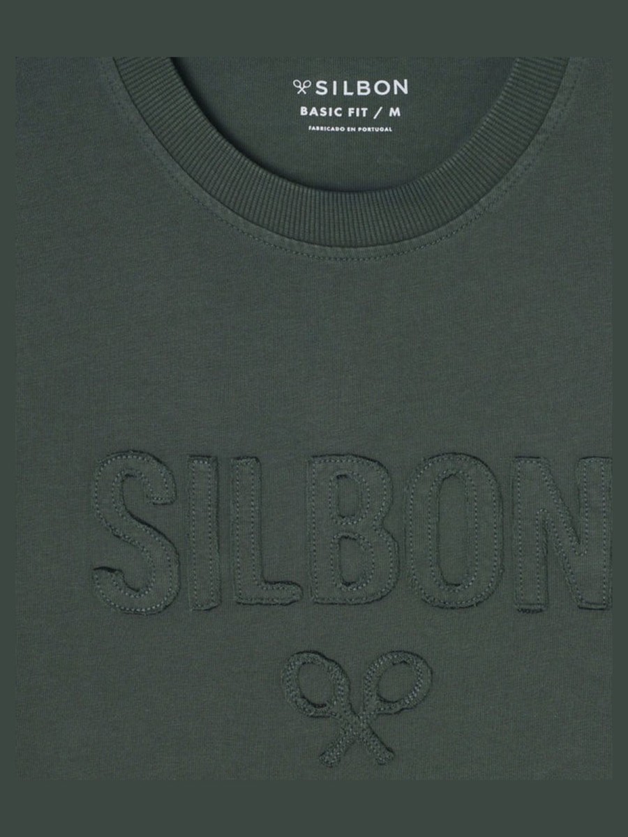 Camiseta SILBON Hombre Kaki con Logo Relieve