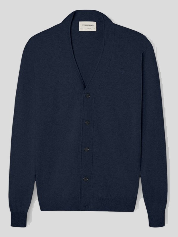 Cárdigan Silbon Azul Marino en Algodón BCI y Cashmere