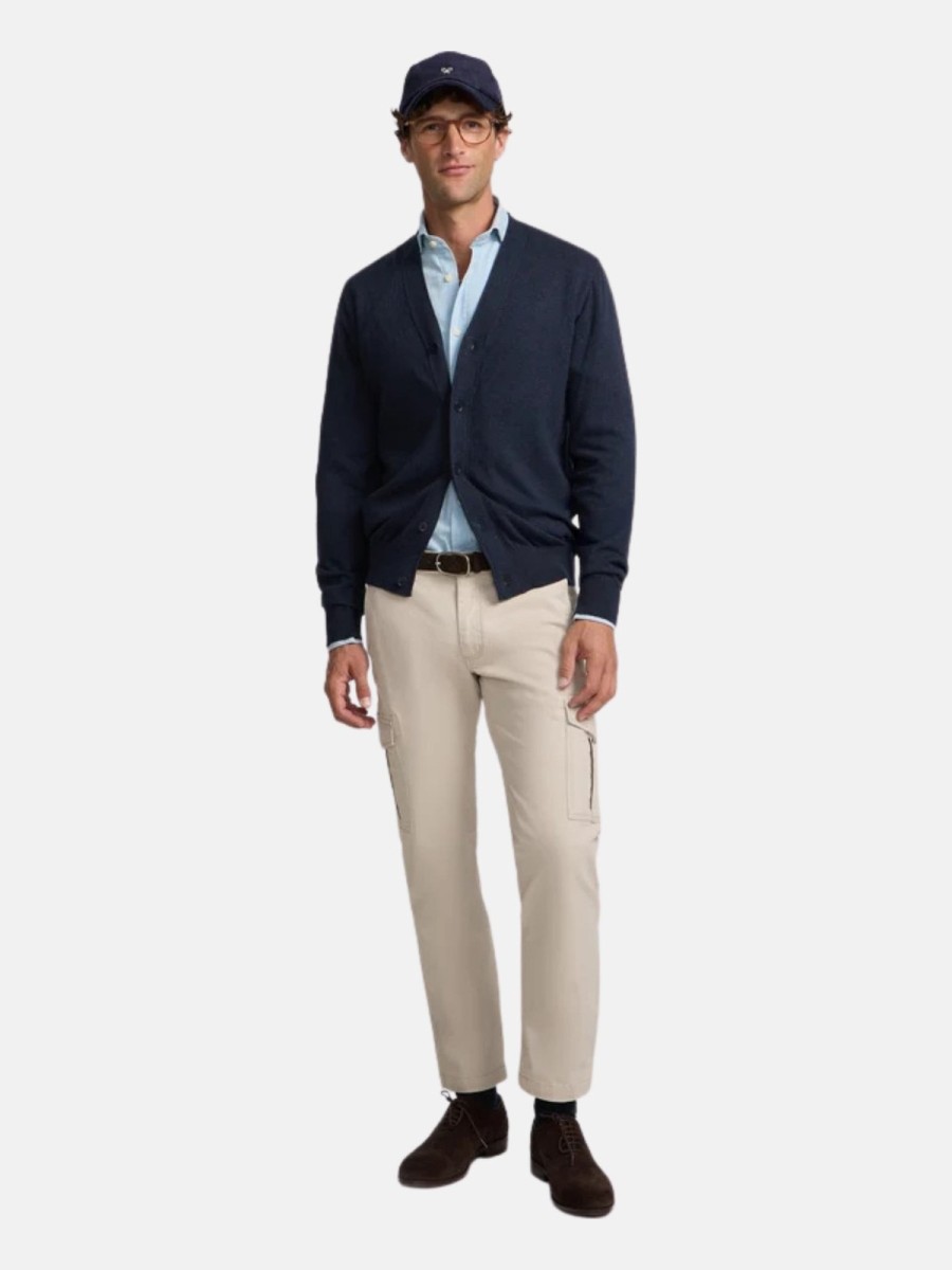 Cárdigan Silbon Azul Marino en Algodón BCI y Cashmere