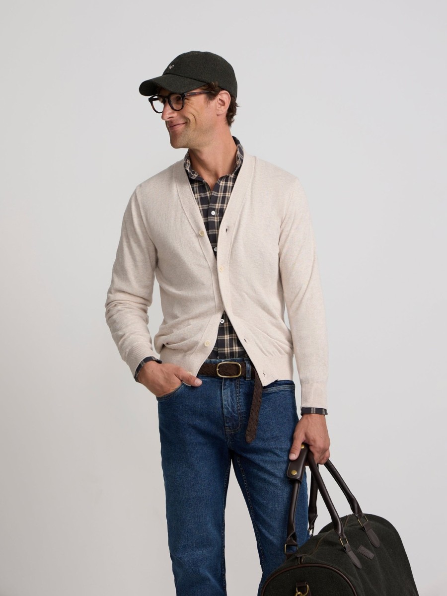 Cárdigan Silbon Beige de Algodón BCI y Cashmere