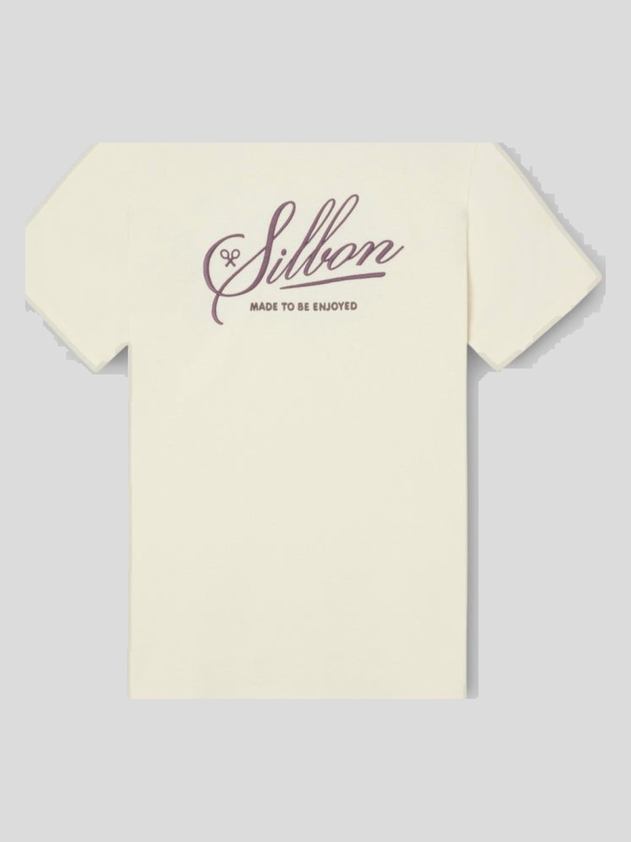 Camiseta Silbon Crema de Algodón con Gráfico