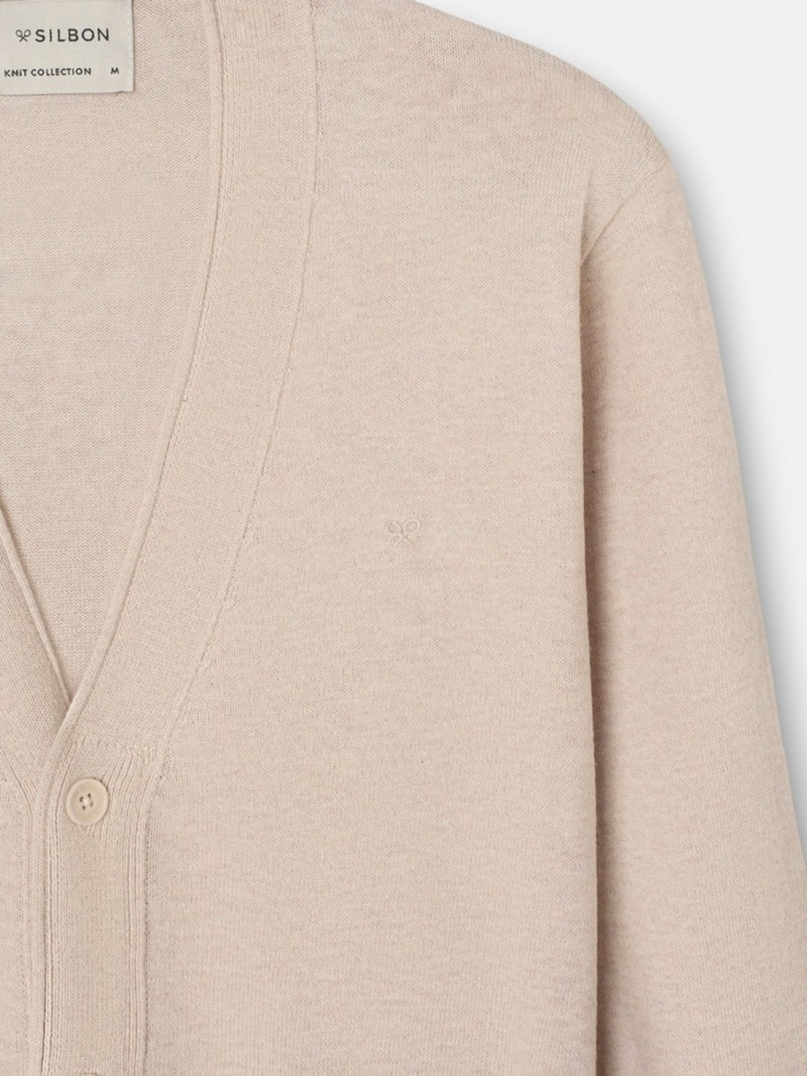 Cárdigan Silbon Beige de Algodón BCI y Cashmere