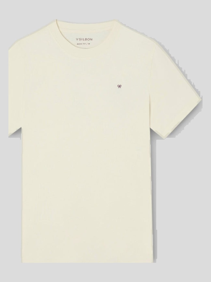 Camiseta Silbon Crema de Algodón con Gráfico