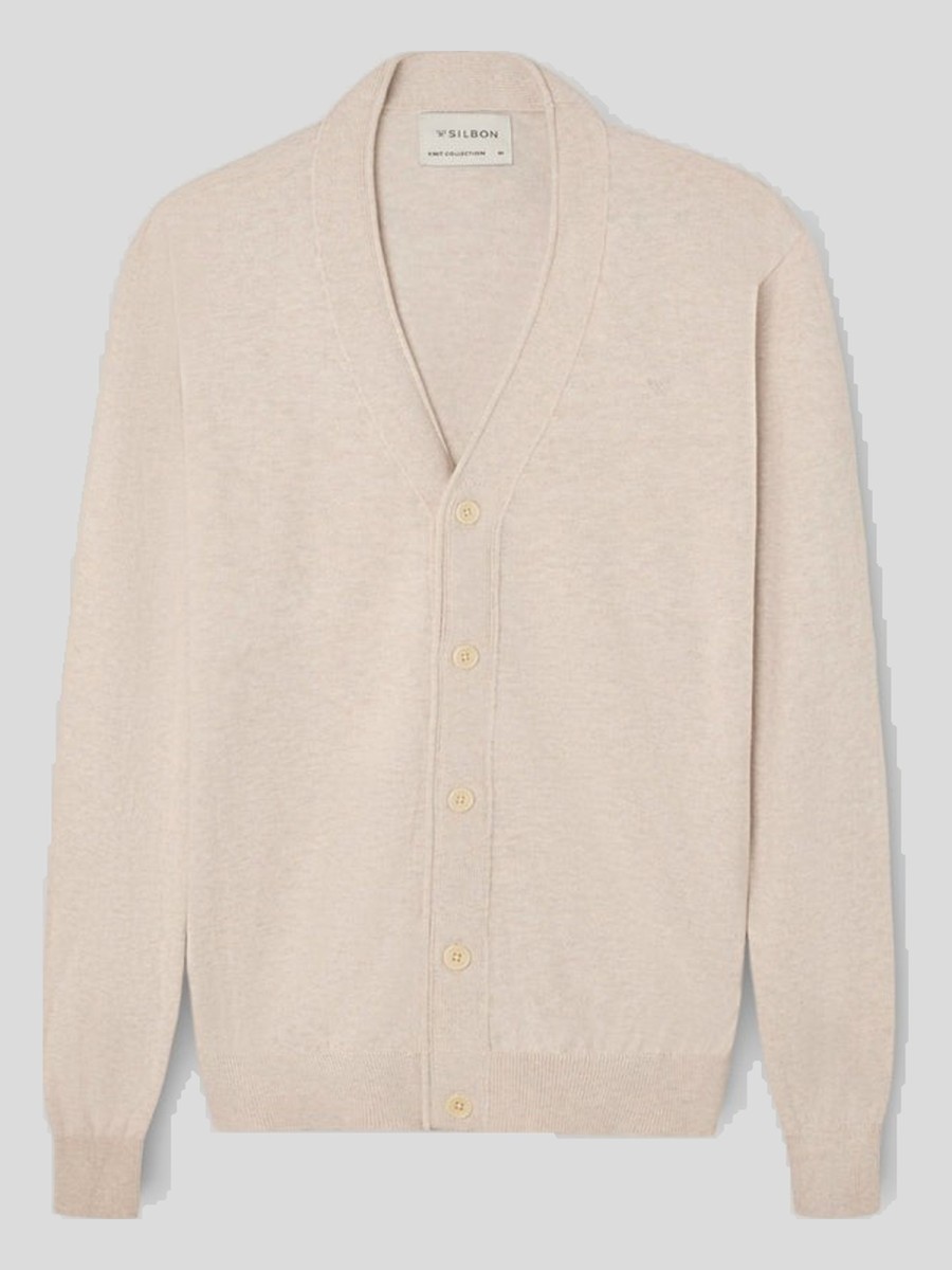 Cárdigan Silbon Beige de Algodón BCI y Cashmere